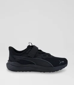 PUMA Sport School Shoes|Junior School Shoes-379125 Reflect Lite Junior Black Dark Grey Mesh Sneakers