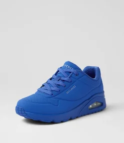 Women SKECHERS Sneakers|Wedges-73690 Uno Stand On Air Dazzling Blue Smooth Sneakers