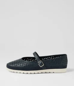 Women DIANA FERRARI Mary Janes|Flats-Acardia Navy Leather Lizard Flat Shoes