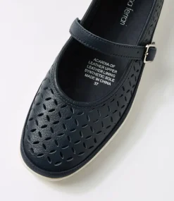 Women DIANA FERRARI Mary Janes|Flats-Acardia Navy Leather Lizard Flat Shoes