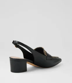 Women TOP END Heels-Aidayo Black Camel Leopard Leather Suede Heels