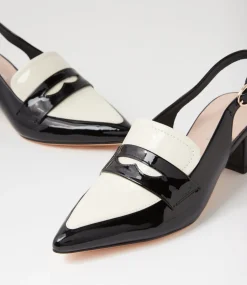 Women TOP END Heels-Aidayo Black Ivory Patent Leather Heels