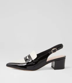Women TOP END Heels-Aidayo Black Ivory Patent Leather Heels