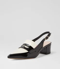 Women TOP END Heels-Aidayo Black Ivory Patent Leather Heels