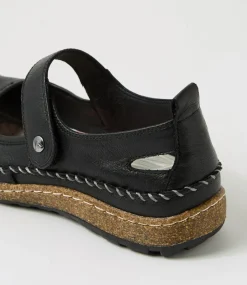 Women COLORADO Comfort|Mary Janes-Aimey Black Leather Flat Shoes