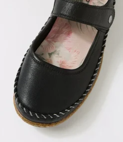 Women COLORADO Comfort|Mary Janes-Aimey Black Leather Flat Shoes