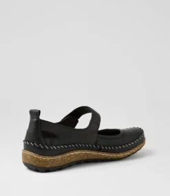 Women COLORADO Comfort|Mary Janes-Aimey Black Leather Flat Shoes