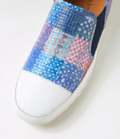 Women DIANA FERRARI Flats-Alainah White Navy Multi Leather Flat Shoes