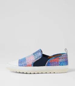Women DIANA FERRARI Flats-Alainah White Navy Multi Leather Flat Shoes