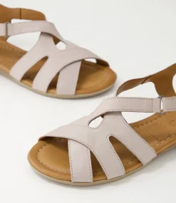 Women DIANA FERRARI Flats|Sandals-Albaha Light Grey Leather Sandals