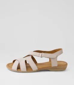 Women DIANA FERRARI Flats|Sandals-Albaha Light Grey Leather Sandals