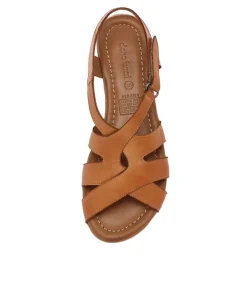Women DIANA FERRARI Flats|Sandals-Albaha Tan Leather Sandals