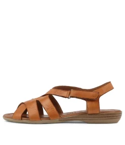 Women DIANA FERRARI Flats|Sandals-Albaha Tan Leather Sandals