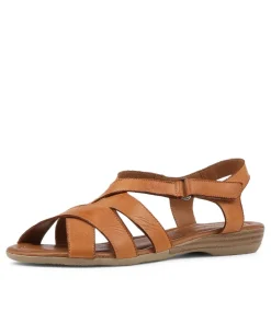 Women DIANA FERRARI Flats|Sandals-Albaha Tan Leather Sandals