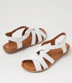 Women DIANA FERRARI Flats|Sandals-Albaha White Leather Sandals