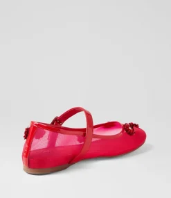 Women TOP END Flats-Alily Red Patent Mix Ballet Flats