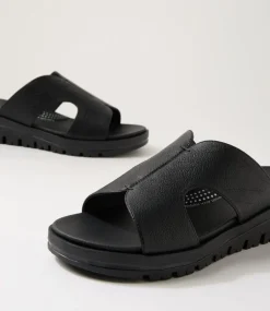 Women SUPERSOFT Comfort|Sandals-Allium Black Leather Sandals