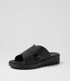 Women SUPERSOFT Comfort|Sandals-Allium Black Leather Sandals