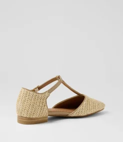 Women I LOVE BILLY Flats-Allora Natural Synthetic Raffia Flat Shoes