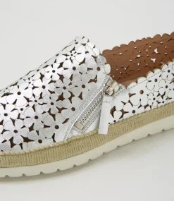 Women DIANA FERRARI Flats-Amindi Silver Leather Flat Shoes