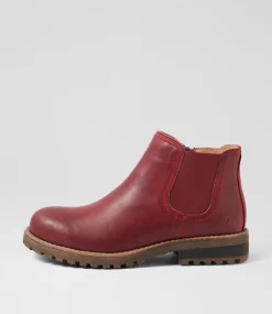 Women COLORADO Boots|Comfort-Amo Dark Red Leather Ankle Boots