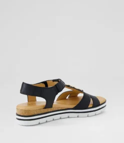 Women SUPERSOFT Comfort|Sandals-Angelia Black Leather Sandals