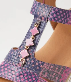 Women SUPERSOFT Comfort|Sandals-Angelia Purple Cross Hatch Leather Sandals
