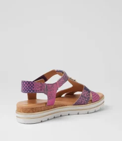 Women SUPERSOFT Comfort|Sandals-Angelia Purple Cross Hatch Leather Sandals