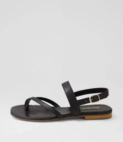 Women DIANA FERRARI Flats|Sandals-Anord Black Natural Leather Sandals