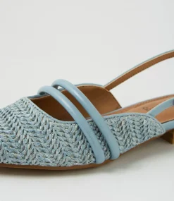 Women I LOVE BILLY Flats-Antees Denim Synthetic Raffia Flat Shoes