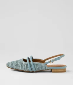 Women I LOVE BILLY Flats-Antees Denim Synthetic Raffia Flat Shoes