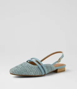 Women I LOVE BILLY Flats-Antees Denim Synthetic Raffia Flat Shoes