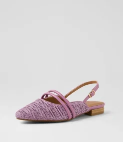 Women I LOVE BILLY Flats-Antees Lavender Synthetic Raffia Flat Shoes