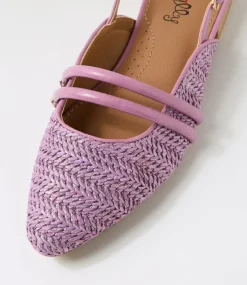 Women I LOVE BILLY Flats-Antees Lavender Synthetic Raffia Flat Shoes