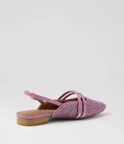 Women I LOVE BILLY Flats-Antees Lavender Synthetic Raffia Flat Shoes