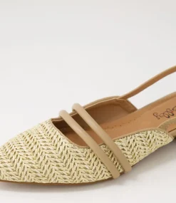 Women I LOVE BILLY Flats-Antees Natural Synthetic Raffia Flat Shoes