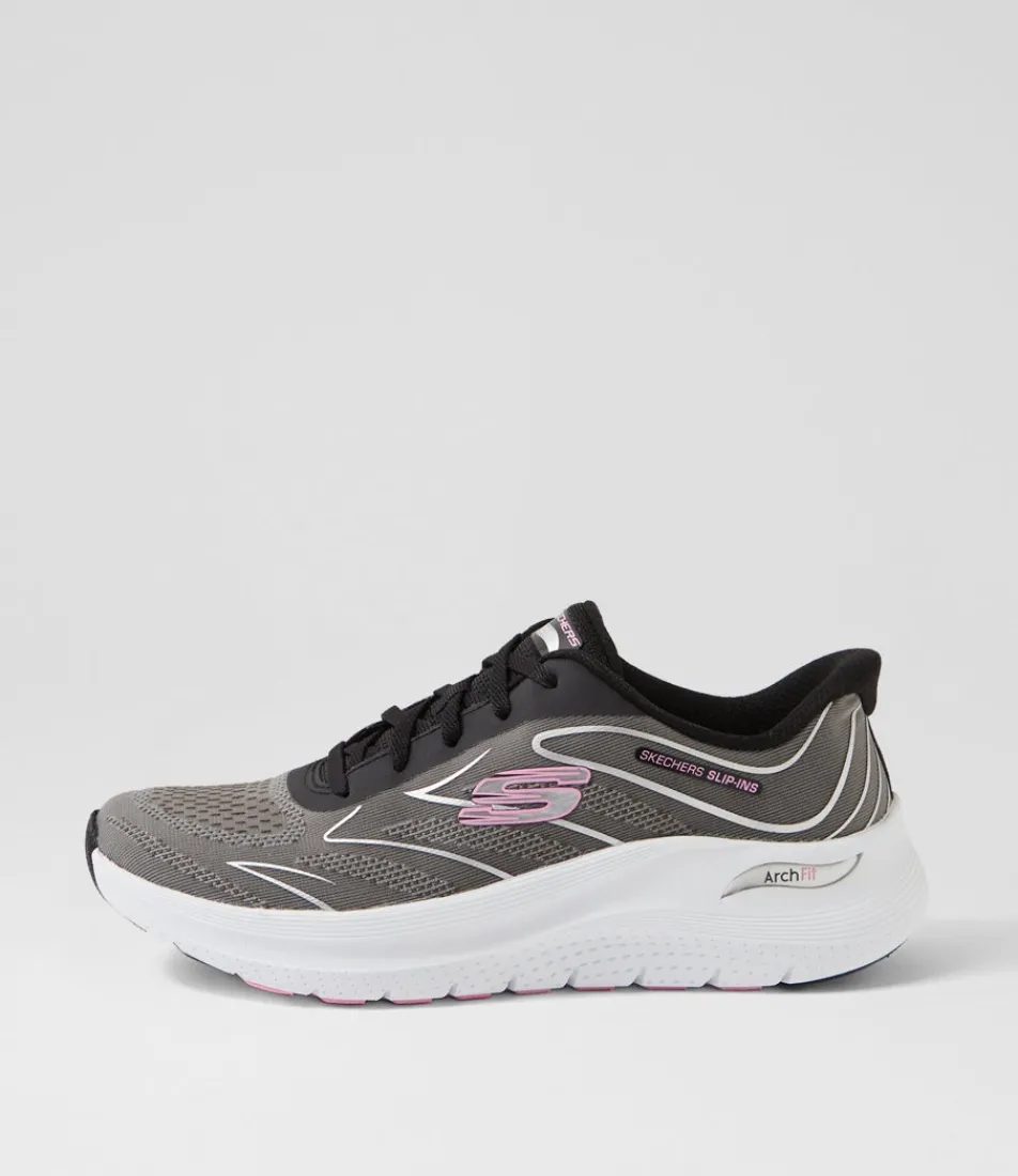 Women SKECHERS Sneakers-Arch Fit 2 Black Pink Mesh Sneakers