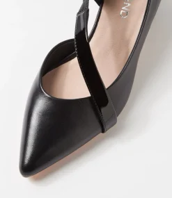 Women TOP END Heels-Aresa Black Leather Patent Heels