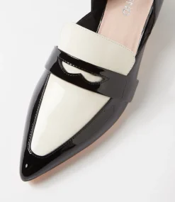 Women TOP END Heels-Arni Black Ivory Patent Leather Heels