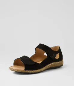 Women COLORADO Comfort|Flats-Asher Black Leather Sandals