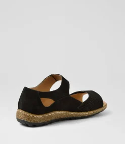 Women COLORADO Comfort|Flats-Asher Black Leather Sandals
