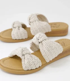 Women BLOWFISH Slides|Flats-Ashland Off White Fabric Slides