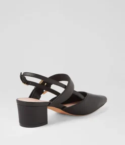 Women TOP END Heels-Asten Black Leather Pump Heels