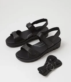 Women SUPERSOFT Comfort|Sandals-Athleen Black Leather Sandals