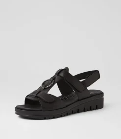 Women SUPERSOFT Comfort|Sandals-Athleen Black Leather Sandals