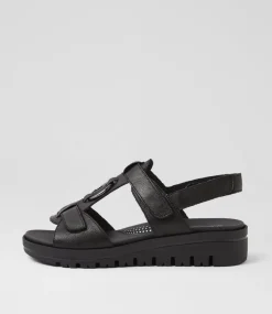 Women SUPERSOFT Comfort|Sandals-Athleen Black Leather Sandals
