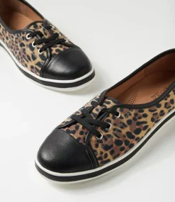 Women SUPERSOFT Comfort|Sneakers-Augusts Black Tan Leopard Leather Suede Sneakers