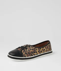 Women SUPERSOFT Comfort|Sneakers-Augusts Black Tan Leopard Leather Suede Sneakers