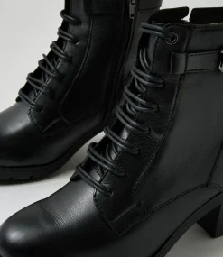 Women SUPERSOFT Boots|Comfort-Avva Black Leather Lace Up Boots