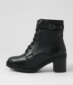 Women SUPERSOFT Boots|Comfort-Avva Black Leather Lace Up Boots